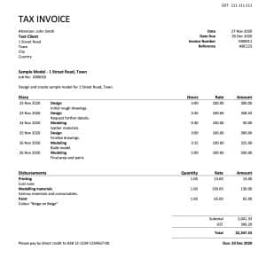 WorkflowMax Custom Invoice - Diary and Disbursements Invoice
