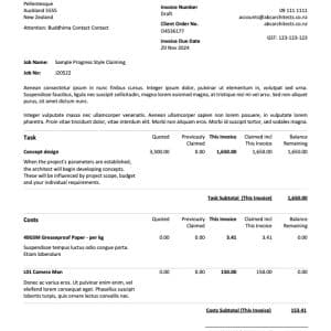 WorkflowMax Progress Claim Invoice Horizontal